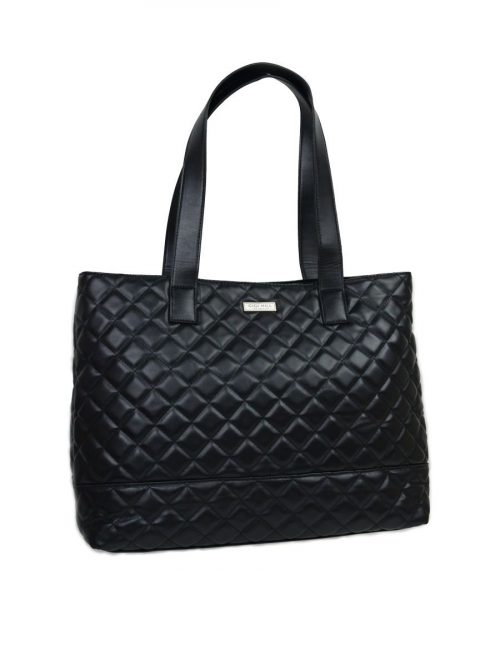 Anne Quilted Black Large Tote 1