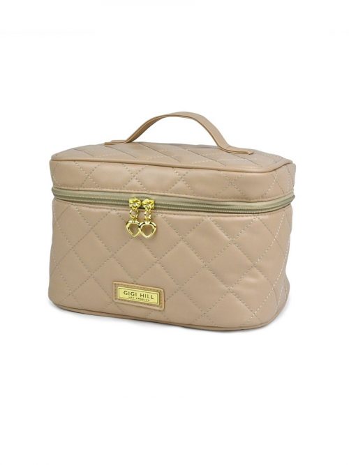 Lucille Quilted Tan Train Case 1